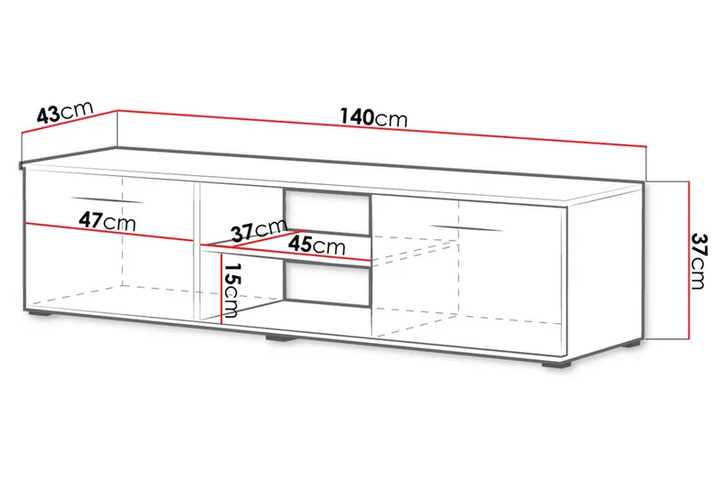 Ruskelsby TV-bänk 140 cm - Ek/Svart - Products - Möbler - TV- & Mediamöbler - TV bänk & mediabänk