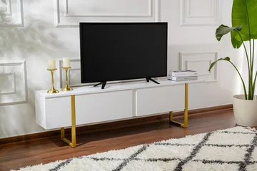Serenity Tv-bänk 180x30 cm - Vit/Guld - Products - Möbler - TV- & Mediamöbler - TV bänk & mediabänk