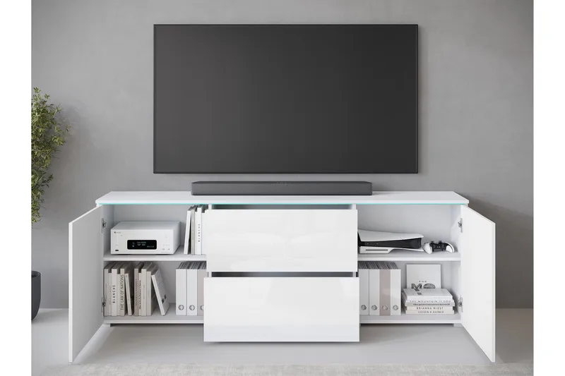 Sherie Tv-bänk 180 cm - Vit - Products - Möbler - TV- & Mediamöbler - TV bänk & mediabänk