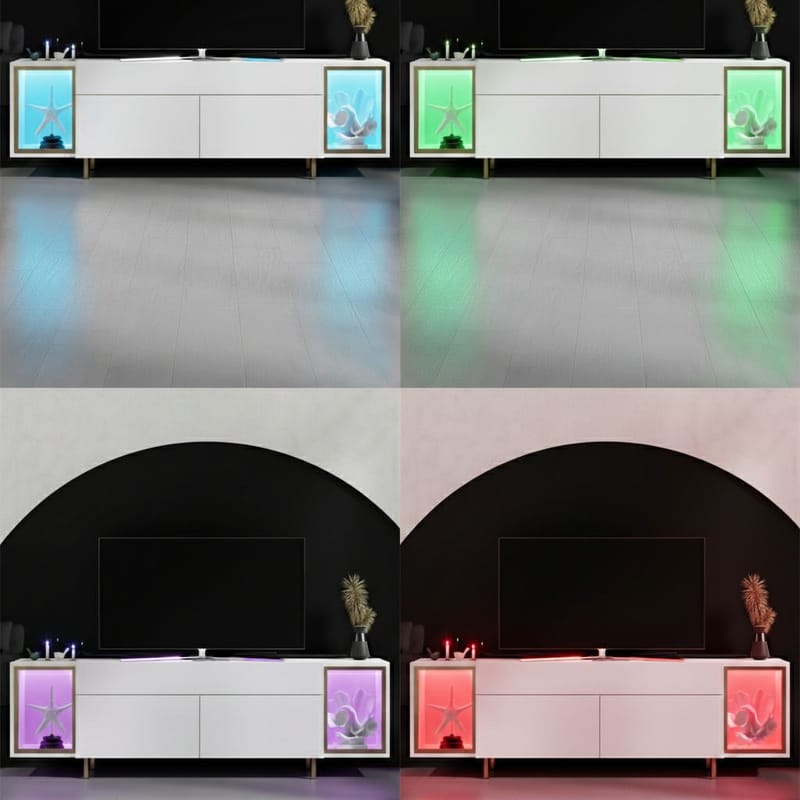 Sosan TV-bänk 180x55x32 cm - Vit och guld - Products - Möbler - TV- & Mediamöbler - TV bänk & mediabänk