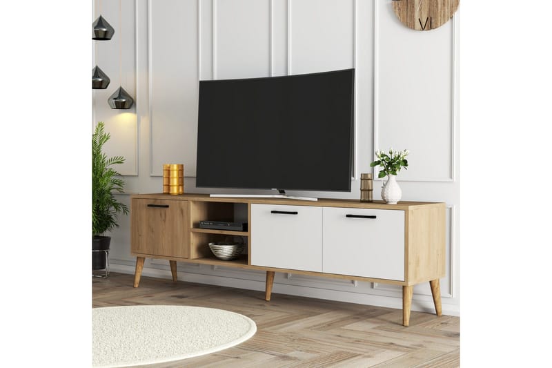 Tv-bänk & mediabänk Essexa Tv-bänk Brun/Vit - Products - Möbler - TV- & Mediamöbler - TV bänk & mediabänk