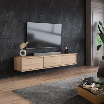 Vägghängd TV-bänk Frida 3 luckor upp - Oljad Ek - Products - Möbler - TV- & Mediamöbler - TV bänk & mediabänk