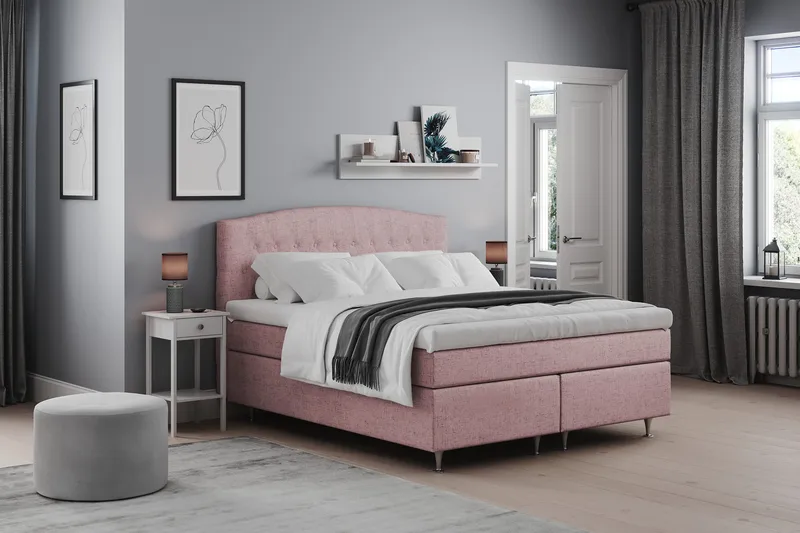 Belda Sängpaket 180x200 Fast/Medium - Rosa - Products - Möbler - Säng - Kontinentalsäng