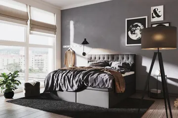 Boxy Box Bed 180x200 cm - Svart/Grå - Products - Möbler - Säng - Säng med förvaring