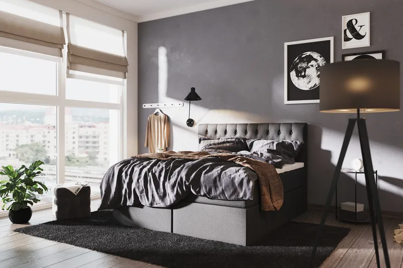 Boxy Komplett Sängpaket Box Bed 180x200 cm - Svart/Grå - Products - Möbler - Säng - Säng med förvaring