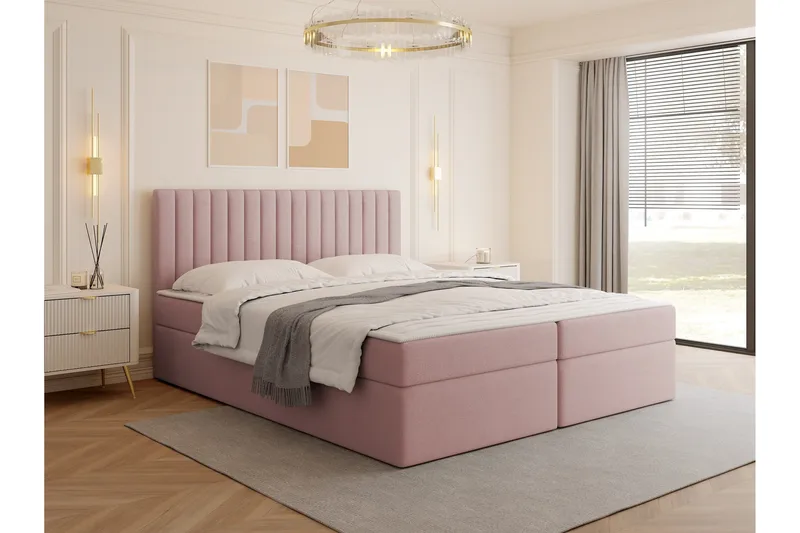 Calrosor Sängpaket Kontinentalsäng med Förvaring 180x200 cm - Rosa - Products - Möbler - Säng - Komplett sängpaket