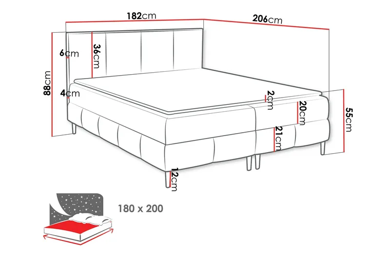 Celestine Förvaringssäng 180x200 cm - Svart - Products - Möbler - Säng - Komplett sängpaket