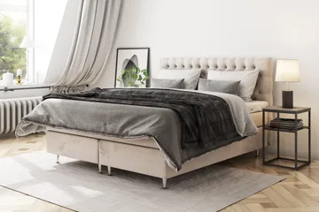 Celine Kontinentalsäng 120x200cm - Beige/Sammet - Products - Möbler - Säng - Kontinentalsäng