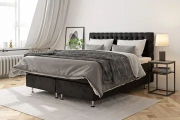 Celine Sängpaket 140x200cm - Svart/Sammet - Products - Möbler - Säng - Kontinentalsäng