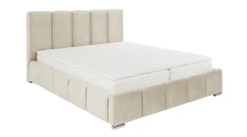 Cleaton Sängram 180x200 cm med Förvaring HVILA Resårmadrass och Bäddmadrass i Memoryskum med Tvättbar klädsel, Beige