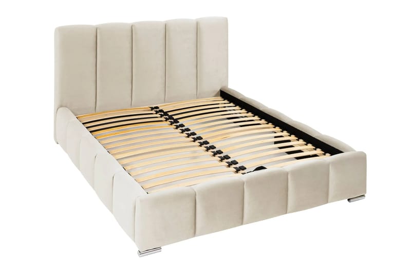Cleaton Sängram 180x200 cm med Förvaring HVILA Resårmadrass och Bäddmadrass i Memoryskum med Tvättbar klädsel - Beige - Products - Möbler - Säng - Komplett sängpaket