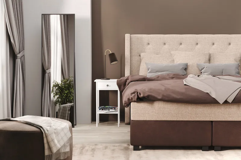 Cuba Sängpaket 160x200 med Tre Beiga Kuddar - (+Fler val) Beige/Brun - Products - Möbler - Säng - Kontinentalsäng