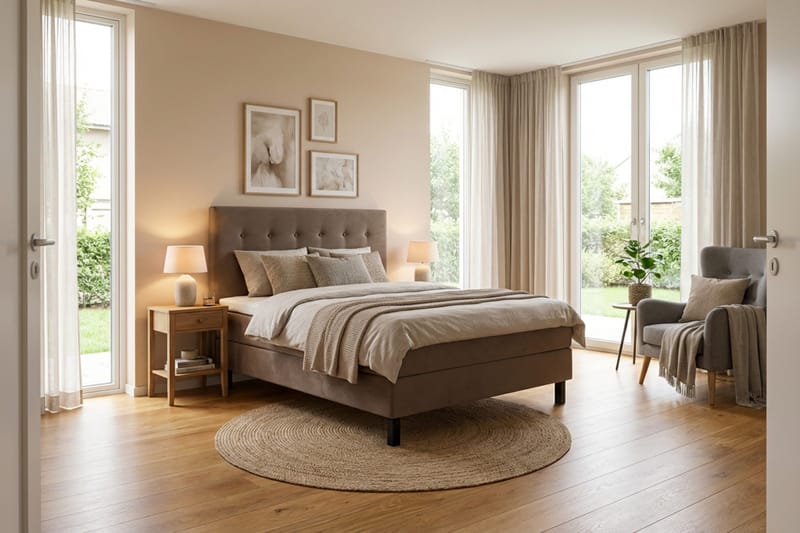Dream Komplett Sängpaket 140x200 cm Knappar - Brun - Products - Möbler - Säng - Kontinentalsäng