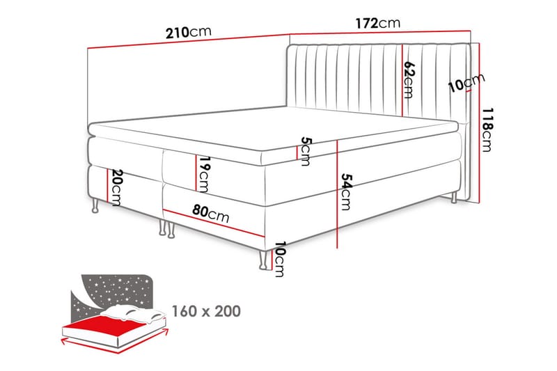 Elegantina Kontinentalsäng 160x200 cm - Products - Möbler - Säng - Säng med förvaring