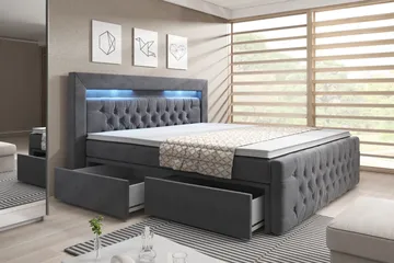 Franco Sängpaket med förvaring LED-belysning 140x200 cm - 140x200 Grå (+Fler val) - Products - Möbler - Säng - Säng med förvaring