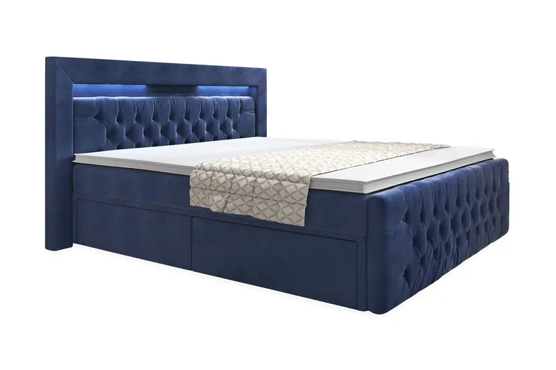 Franco Sängpaket med Förvaring LED-belysning 180x200 cm - 180x200 Mörkblå (+Fler val) - Products - Möbler - Säng - Säng med förvaring