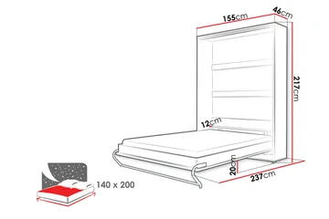Rauk Sängskåp 155x46 cm - Grå - Products - Möbler - Säng - Gästsäng & extrasäng - Sängskåp
