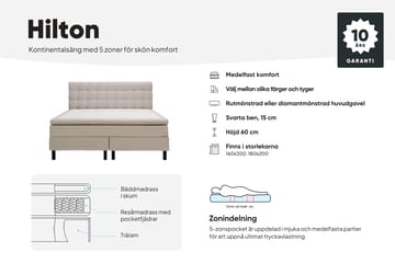 Hilton Komplett Sängpaket 160x200 cm Kontinentalsäng med rutad sänggavel - Brun / Teddy - Products - Möbler - Säng - Kontinentalsäng