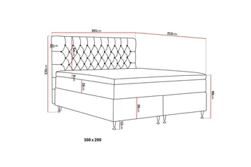 Hilton Lyx Komplett Sängpaket 160x200 cm Kontinentalsäng med knappad sänggavel i sammet - Grå / Sammet - Products - Möbler - Säng - Kontinentalsäng