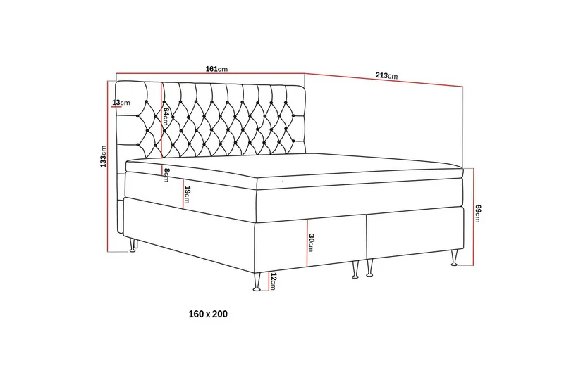 Hilton Lyx Komplett Sängpaket 160x200 cm Kontinentalsäng med knappad sänggavel i sammet - Ljusgrå / Sammet - Products - Möbler - Säng - Kontinentalsäng