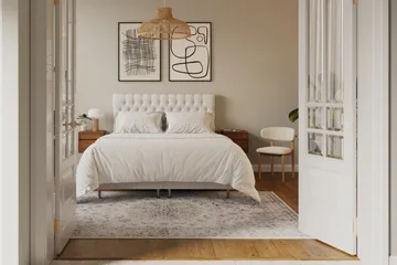 Hilton Lyx Komplett Sängpaket 160x200 cm Kontinentalsäng med knappad sänggavel - Ljusbeige - Products - Möbler - Säng - Kontinentalsäng