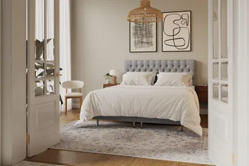 Hilton Lyx Komplett Sängpaket 180x200 cm Kontinentalsäng med knappad sänggavel - Grå - Products - Möbler - Säng - Kontinentalsäng