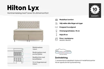 Hilton Lyx Komplett Sängpaket 180x200 cm Kontinentalsäng med knappad sänggavel i sammet - Olivgrön - Products - Möbler - Säng - Kontinentalsäng