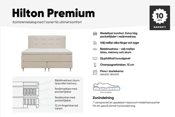 Hilton Premium Kontinentalsäng 180x200 cm - Ljusbeige Bouclé - Products - Möbler - Säng - Kontinentalsäng