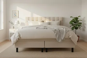 HVILA Classic Komplett Sängpaket 160x200 cm Kontinentalsäng med rutad sänggavel - Beige - Products - Möbler - Säng - Kontinentalsäng