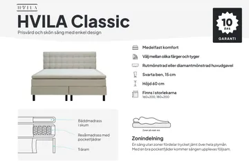 HVILA Classic Komplett Sängpaket 160x200 cm Kontinentalsäng med rutad sänggavel - Beige - Products - Möbler - Säng - Kontinentalsäng