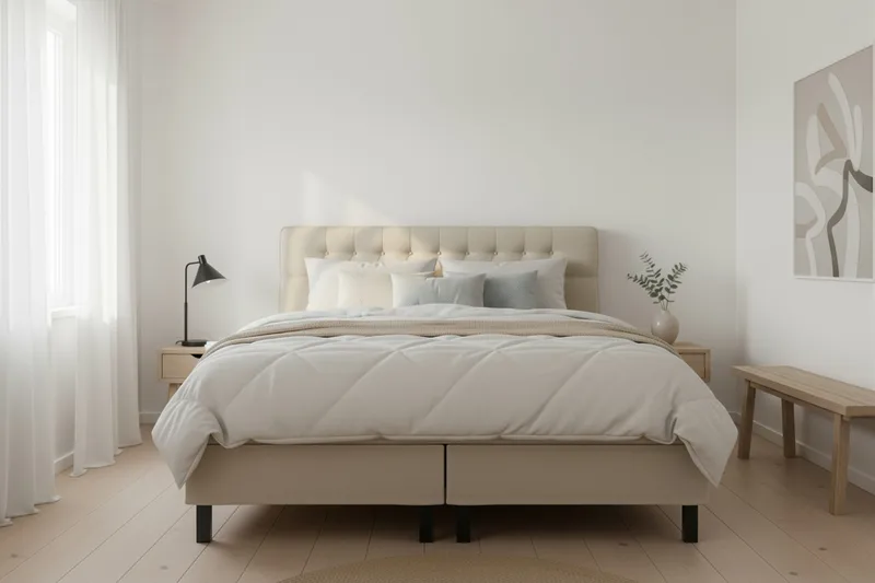 HVILA Classic Komplett Sängpaket 180x200 cm Kontinentalsäng med diamant sänggavel - Beige - Products - Möbler - Säng - Komplett sängpaket