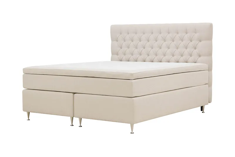 HVILA Lyx Komplett Sängpaket 160x200 cm Kontinentalsäng med knappad sänggavel - Ljusbeige - Products - Möbler - Säng - Kontinentalsäng