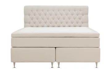 HVILA Lyx Komplett Sängpaket 160x200 cm Kontinentalsäng med knappad sänggavel, Ljusbeige