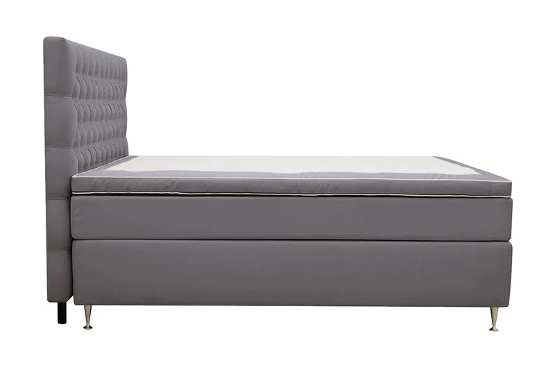 HVILA Lyx Komplett Sängpaket 180x200 cm Kontinentalsäng med knappad sänggavel i sammet - Grå - Products - Möbler - Säng - Kontinentalsäng