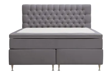 HVILA Lyx Komplett Sängpaket 180x200 cm Kontinentalsäng med knappad sänggavel i sammet, Grå