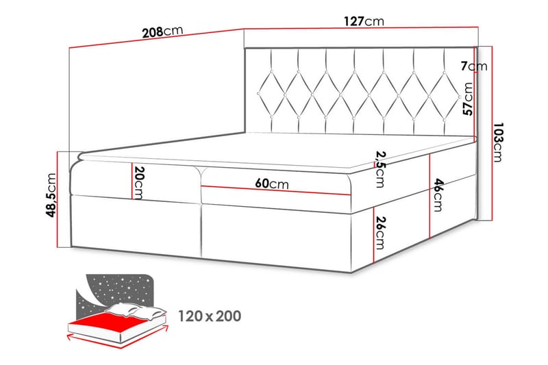 Jitendera Sängpaket Kontinentalsäng 120x200 cm med Förvaring - Brun - Products - Möbler - Säng - Komplett sängpaket
