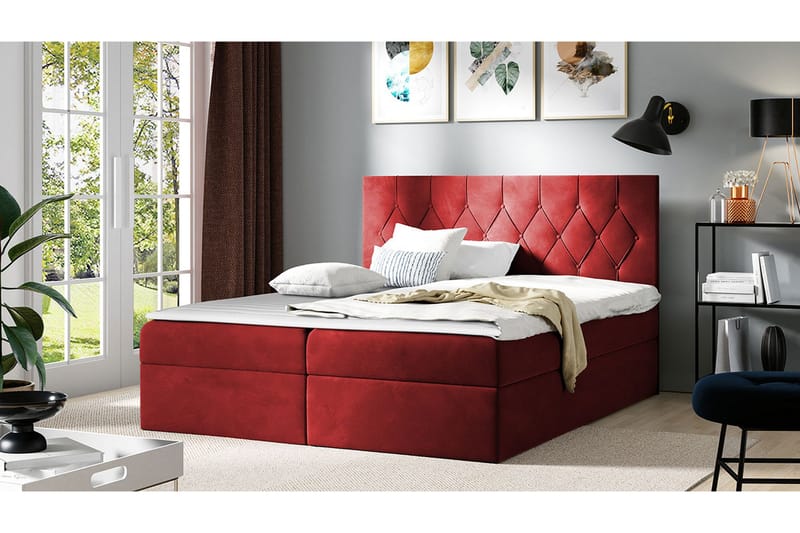 Jitendera Sängpaket Kontinentalsäng 120x200 cm med Förvaring - Röd - Products - Möbler - Säng - Komplett sängpaket