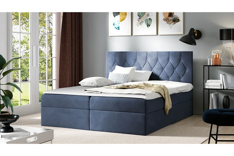 Jitendera Sängpaket Kontinentalsäng 180x200 cm med Förvaring - Blå - Products - Möbler - Säng - Komplett sängpaket