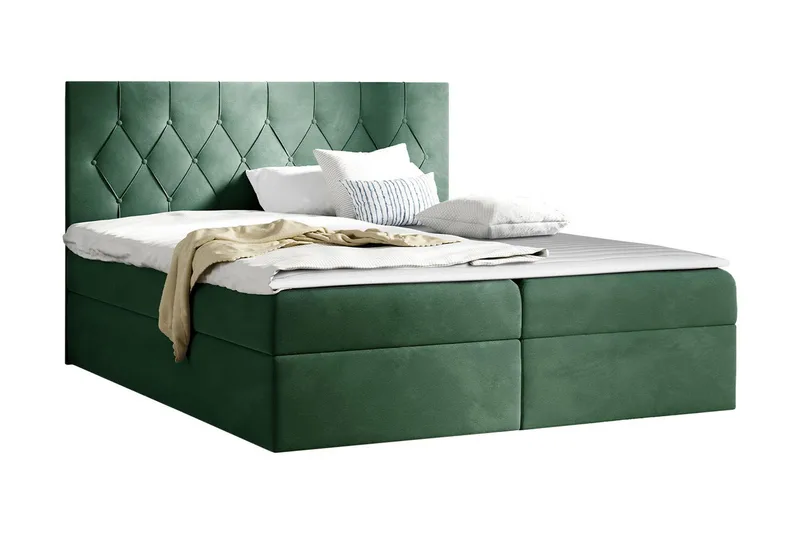 Jitendera Sängpaket Kontinentalsäng 180x200 cm med Förvaring, Grön