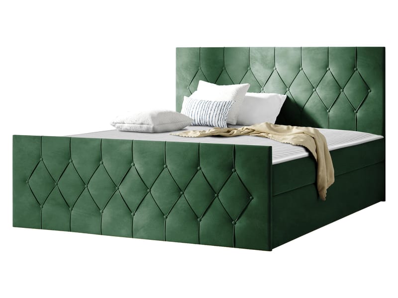 Jitendra Sängpaket Kontinentalsäng 140x200 cm med Förvaring, Grön