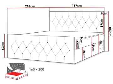 Jitendra Sängpaket Kontinentalsäng 160x200 cm med Förvaring - Röd - Products - Möbler - Säng - Komplett sängpaket