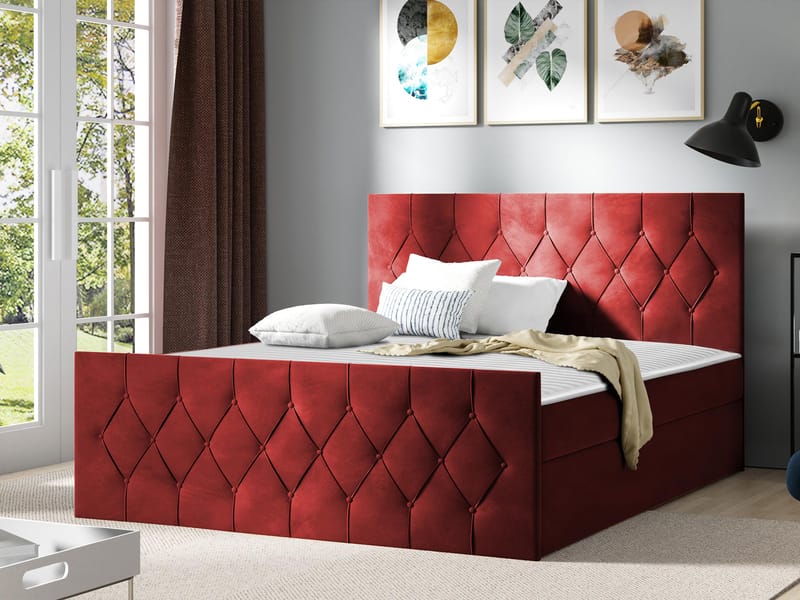 Jitendra Sängpaket Kontinentalsäng 160x200 cm med Förvaring - Röd - Products - Möbler - Säng - Komplett sängpaket