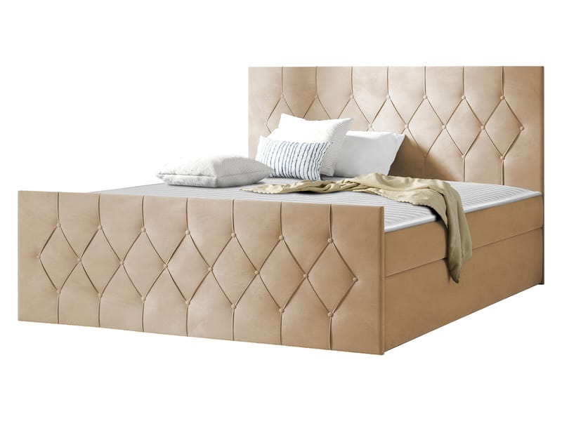 Jitendra Sängpaket Kontinentalsäng 200x200 cm med Förvaring, Beige