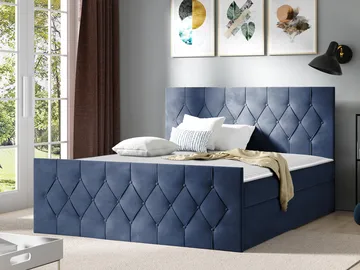 Jitendra Sängpaket Kontinentalsäng 200x200 cm med Förvaring - Blå - Products - Möbler - Säng - Komplett sängpaket