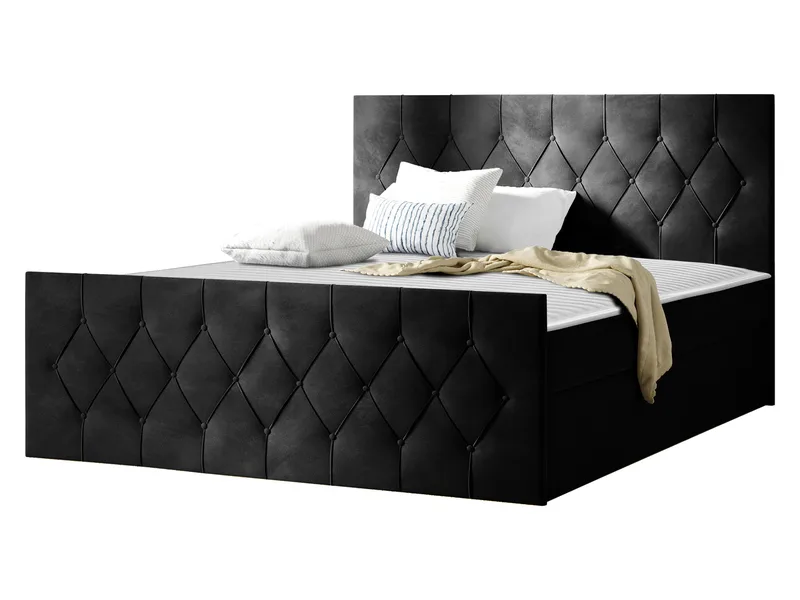 Jitendra Sängpaket Kontinentalsäng 200x200 cm med Förvaring, Svart
