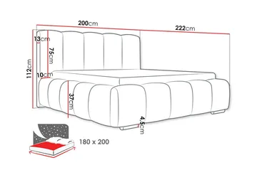 Cleaton Sängram 180x200 cm med Förvaring HVILA Skummadrass och Bäddmadrass i Polysterskum Vändbar Sommar & Vintersida och Tvättbar klädsel - Grå/Vit - Products - Möbler - Säng - Komplett sängpaket