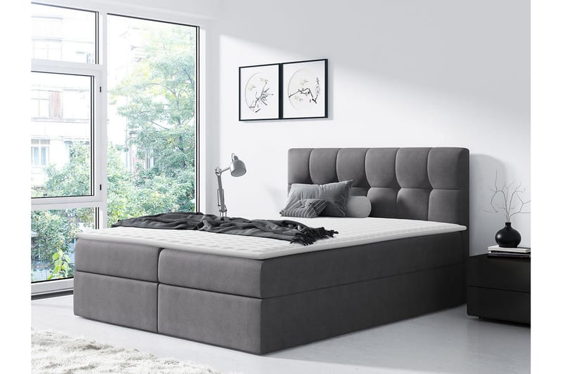 Kramvik Kontinentalsäng 200x200 - Grå - Products - Möbler - Säng - Säng med förvaring