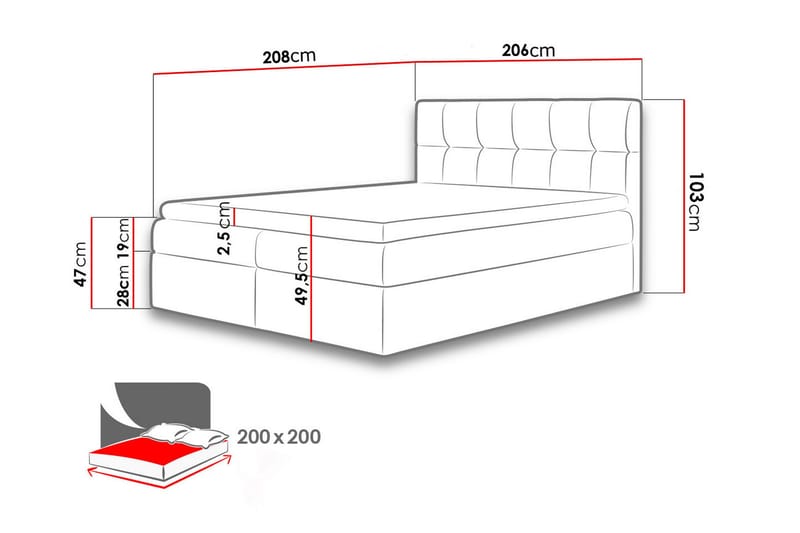 Kramvik Kontinentalsäng 200x200 - Svart - Products - Möbler - Säng - Säng med förvaring
