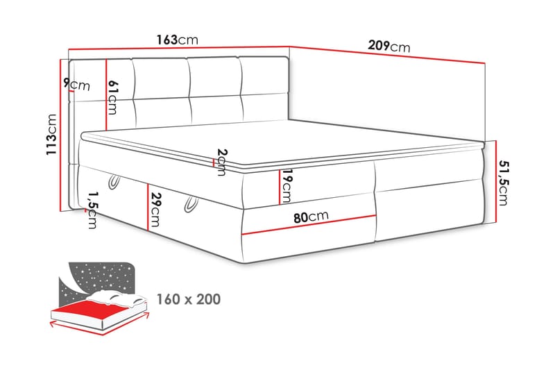 Leckersbo Komplett Sängpaket Kontinentalsäng med förvaring 160x200 cm - Ljusgrå - Products - Möbler - Säng - Komplett sängpaket