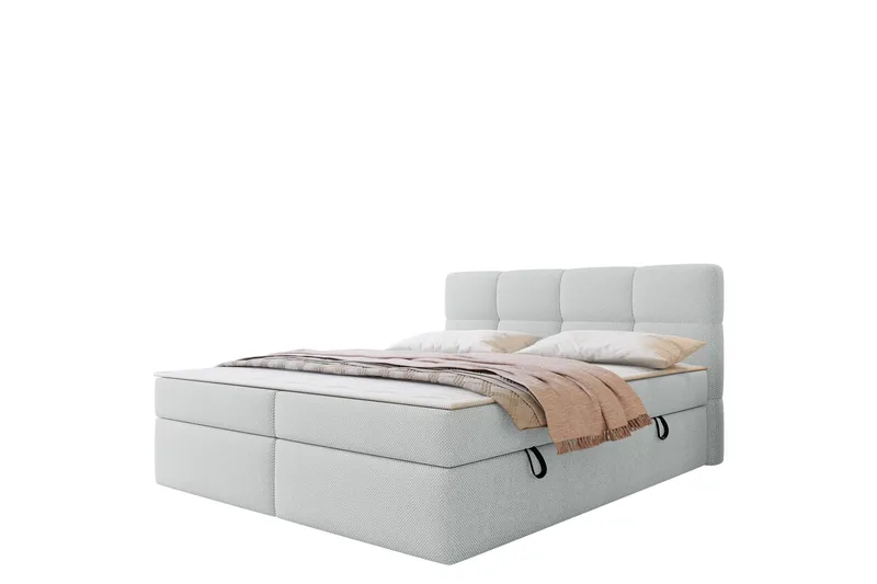 Leckersbo Komplett Sängpaket Kontinentalsäng med förvaring 160x200 cm, Ljusgrå